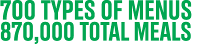 700 types of menus 870,000 total meals