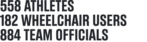 558 athletes 182 wheelchair users 884 team officials