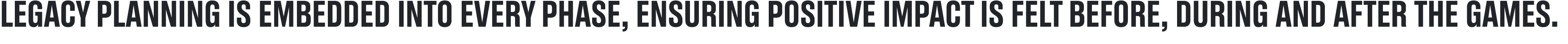 Legacy planning is embedded into every phase, ensuring positive impact is felt before, during and after the Games.