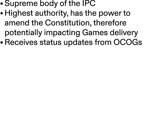 • Supreme body of the IPC • Highest authority, has the power to amend the Constitution, therefore potentially impacti...