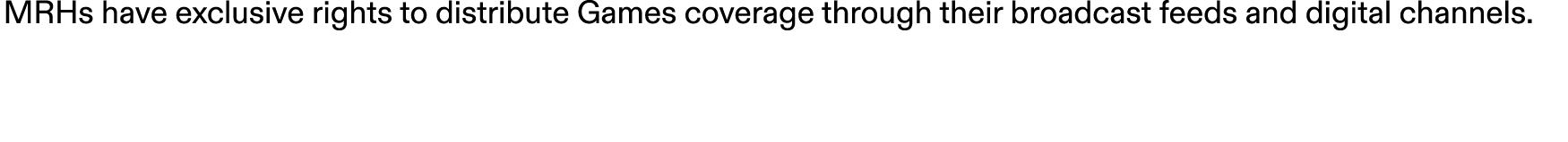 MRHs have exclusive rights to distribute Games coverage through their broadcast feeds and digital channels.