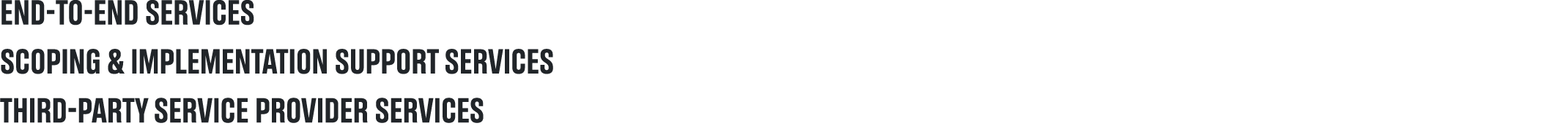 end to end services scoping & implementation support services third party service provider services 