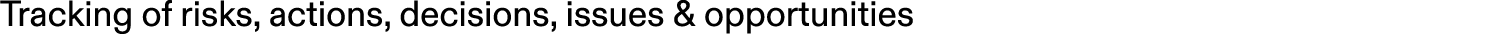 Tracking of risks, actions, decisions, issues & opportunities