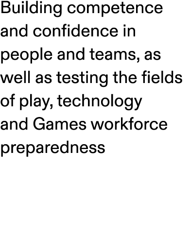 Building competence and confidence in people and teams, as well as testing the fields of play, technology and Games w...